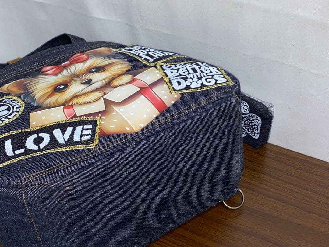 ハンドメイド☆岡山デニム☆☆ヨークシャテリア☆4wayボストンバッグ