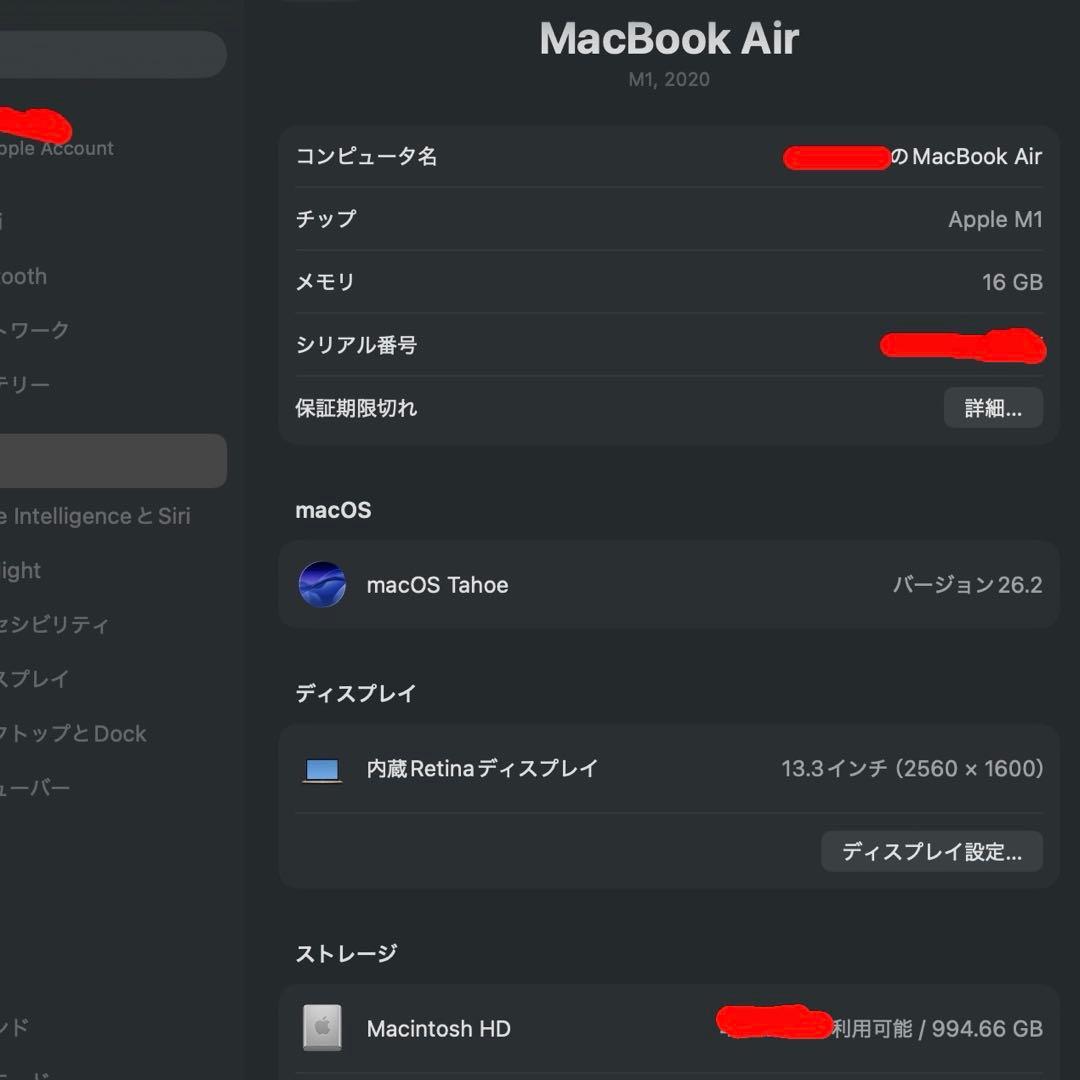 MacBook Air M1 / メモリ16GB / SSD 1TB /ケース付