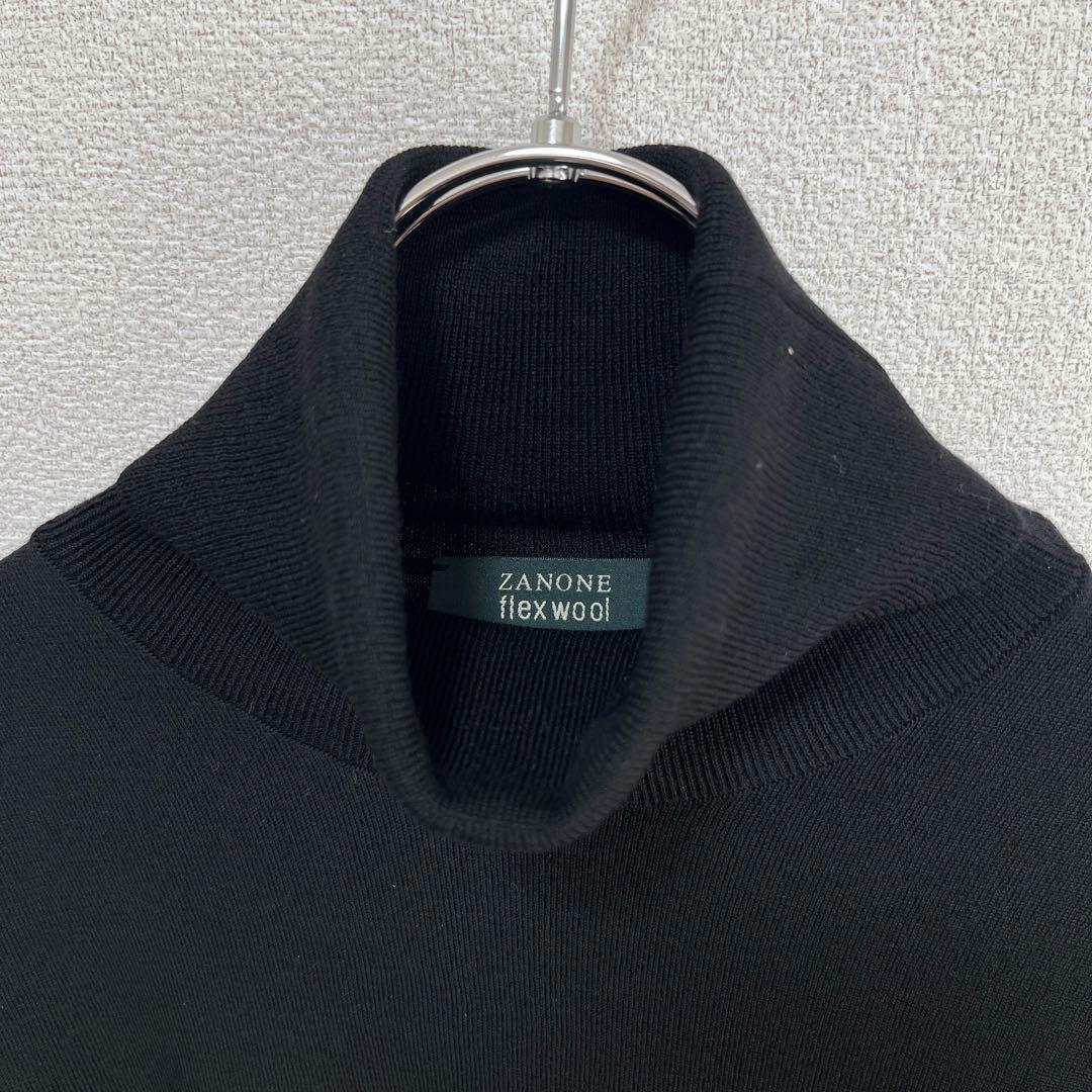 【未使用級】現行 ZANONE ハイゲージ タートルネック セーター ブラック