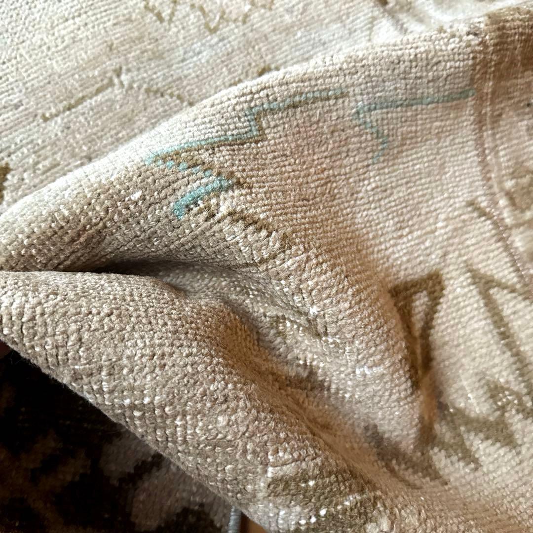 71×124ウール　ベージュ×ブラウン　パッチワーク　トルコヴィンテージラグ