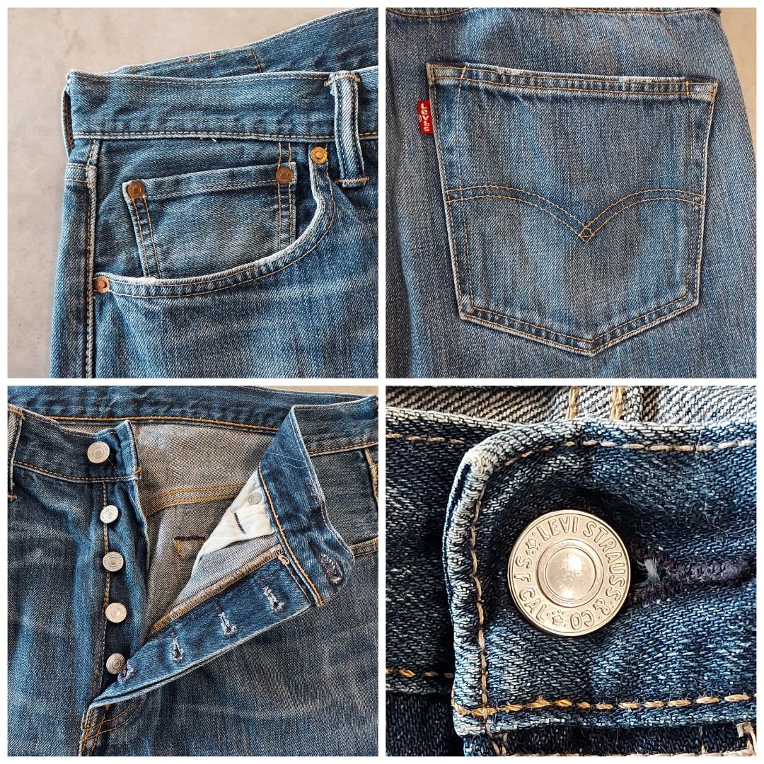 リーバイス501 Levis W34 青 ヒゲ ハチノス 古着 18148