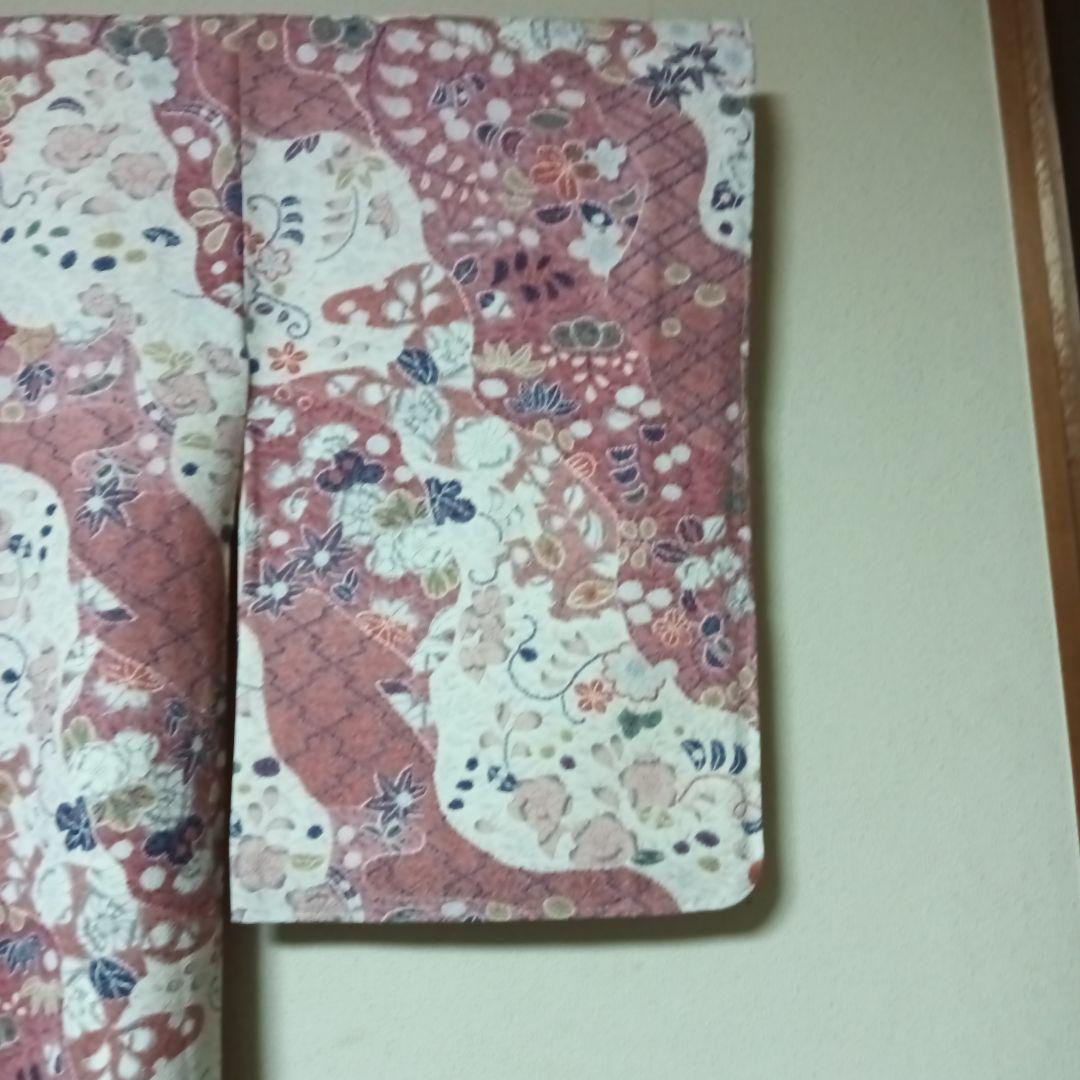 小紋着物　新品未使用　袷　辻ヶ花柄