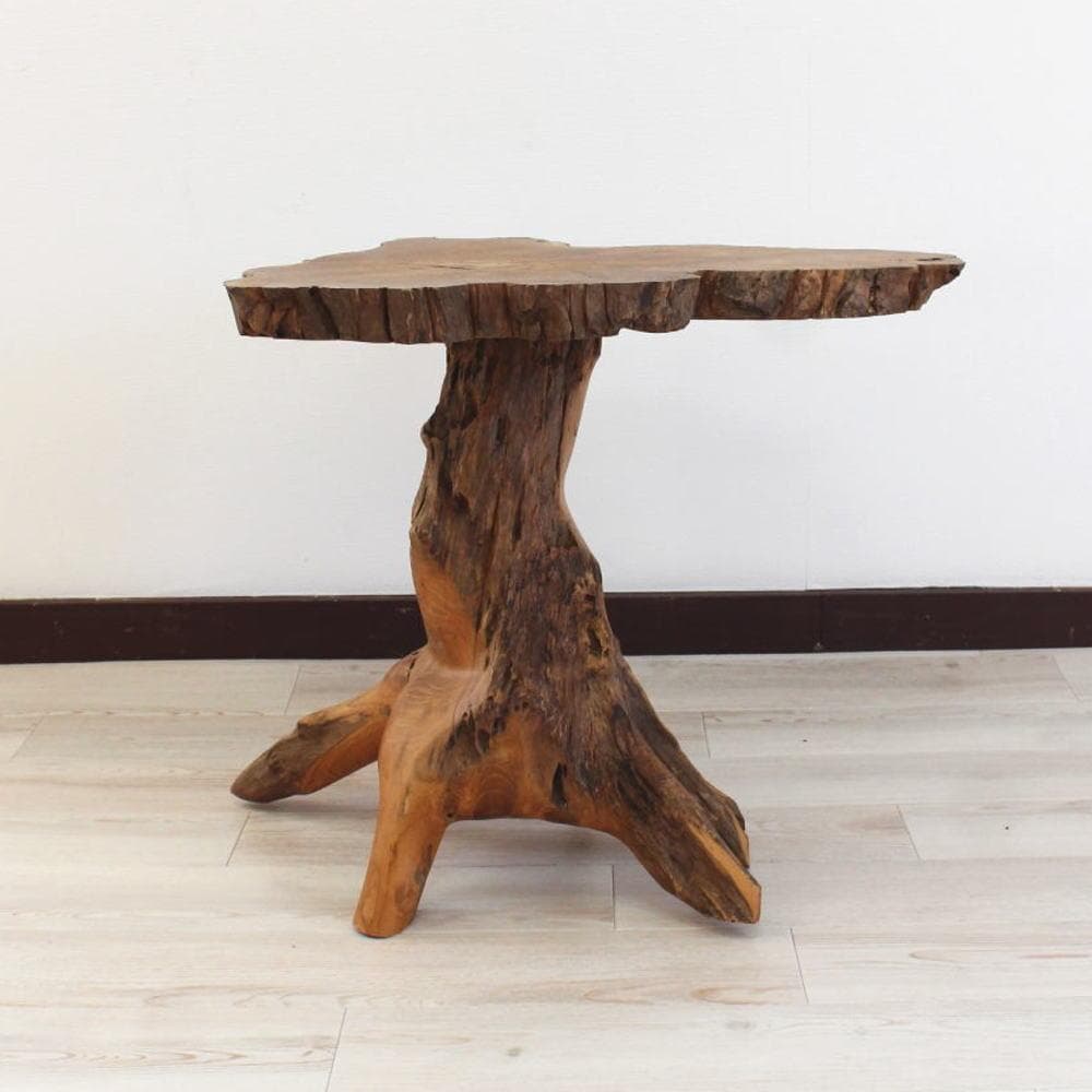 在庫処分 １点もの 木製 テーブル チーク材 天然木 一枚板 切り株 根 6