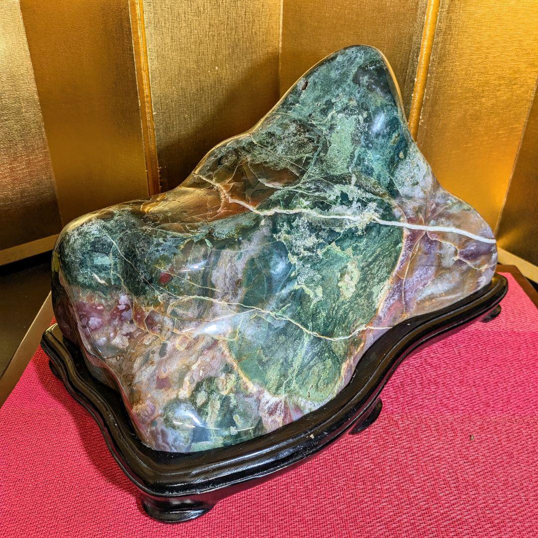 グリーンジャスパー14.5㌔ 鑑賞石 観賞石 水石 盆石 天然石 置物 メノウ