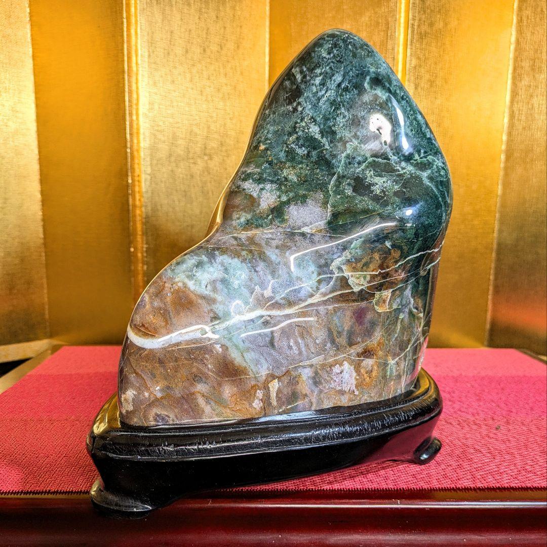 グリーンジャスパー14.5㌔ 鑑賞石 観賞石 水石 盆石 天然石 置物 メノウ