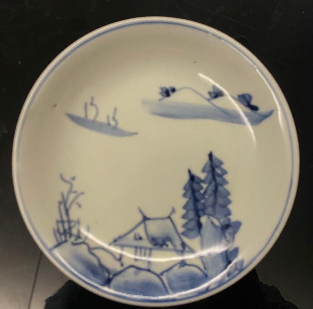 古伊万里染付山水文皿　6枚セット