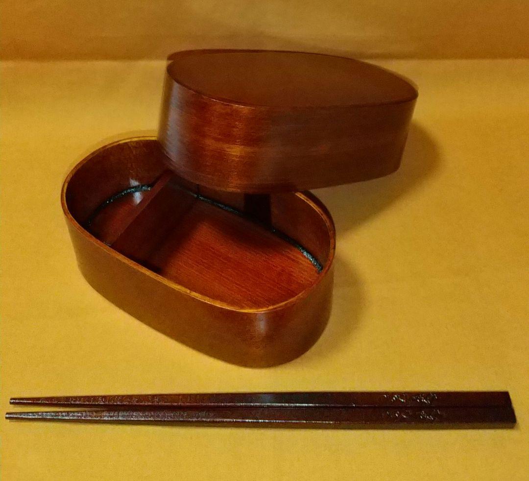 卸直販 木曽ひのき メンパ 曲げわっぱ 摺漆塗り 深蓋 15cm 木曽ひのき箸付