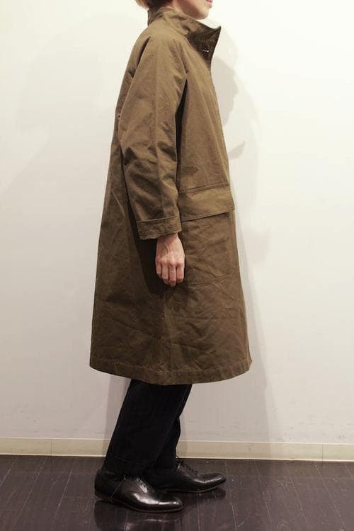 【極美品】MHL. オイルドコットン スタンドカラー ロングコート