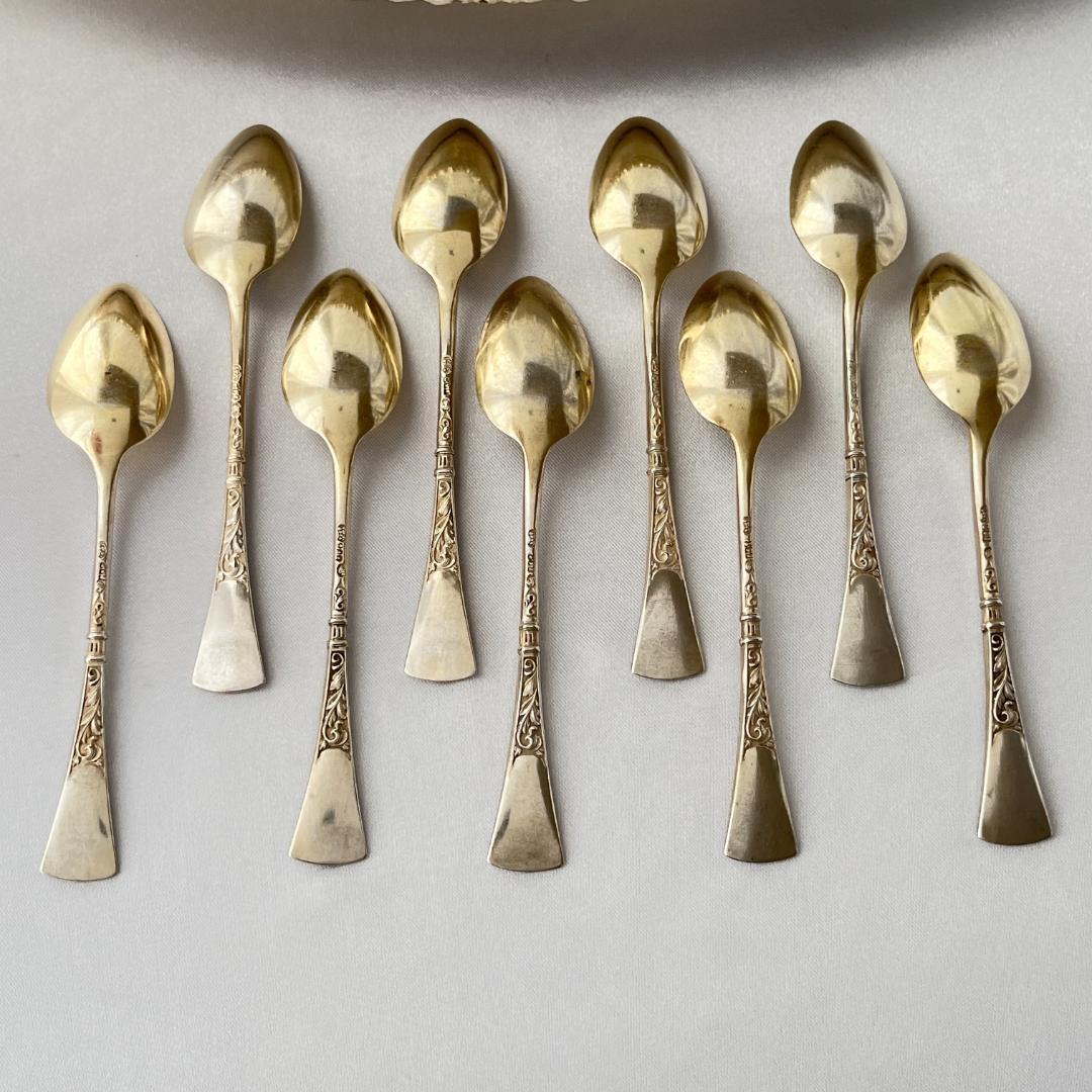 【ドイツ】モカスプーン 9本【純銀】 10.5cm