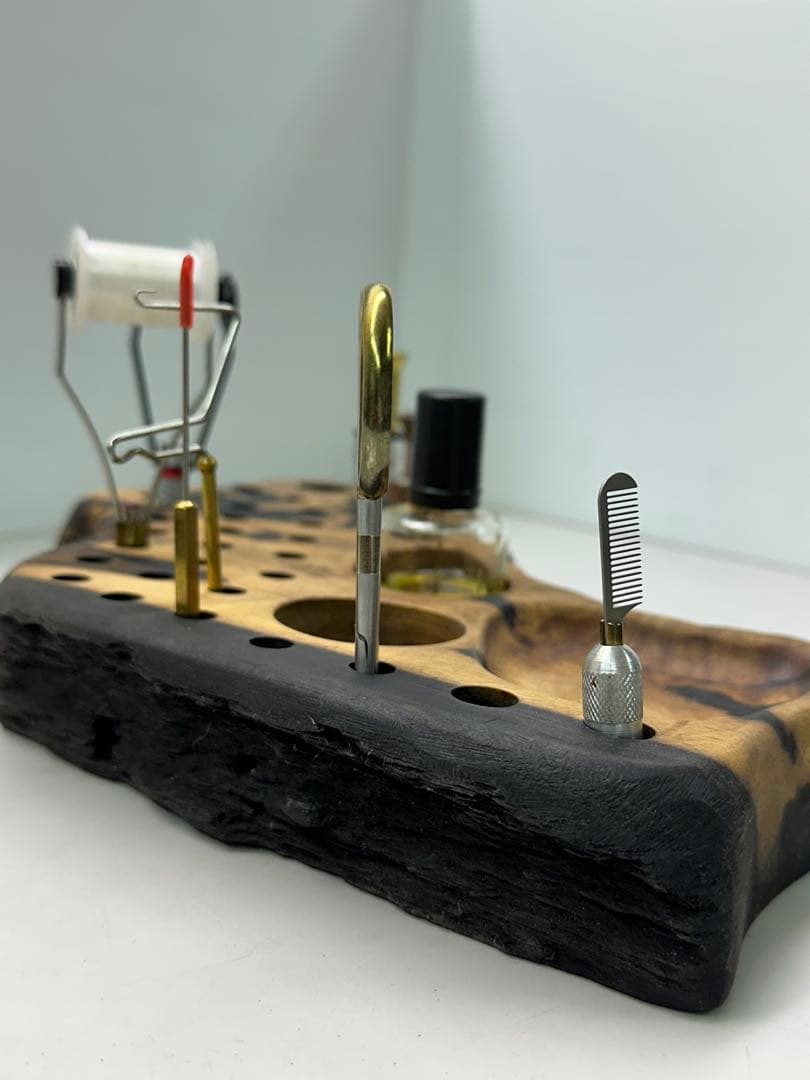 特大黒柿のフライタイイング用ツールスタンド