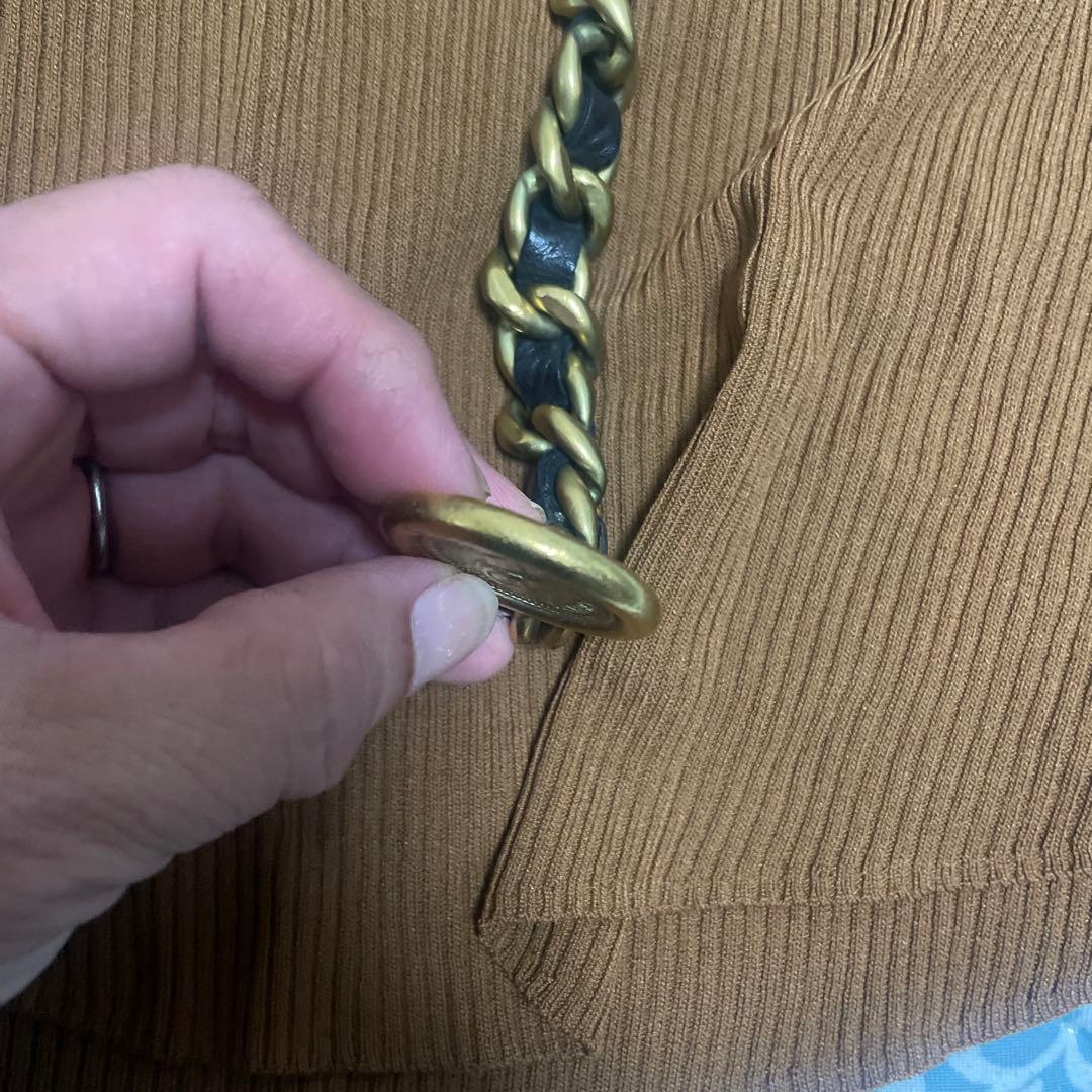 CHANEL チェーンベルト　ゴールド×ブラック革　  ヴィンテージ