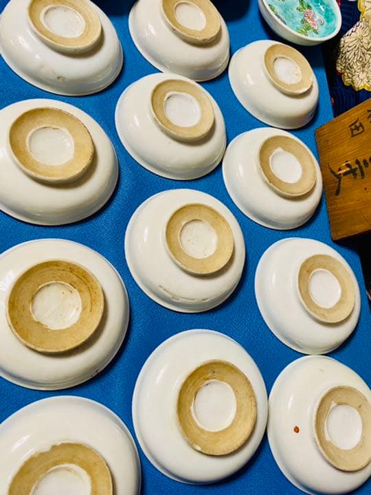 文久元年　辛酉年　手塩皿18枚⭕️大珍品⭕️唐草花青地手塩皿　骨董