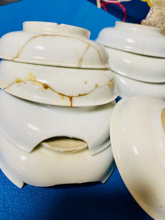 文久元年　辛酉年　手塩皿18枚⭕️大珍品⭕️唐草花青地手塩皿　骨董