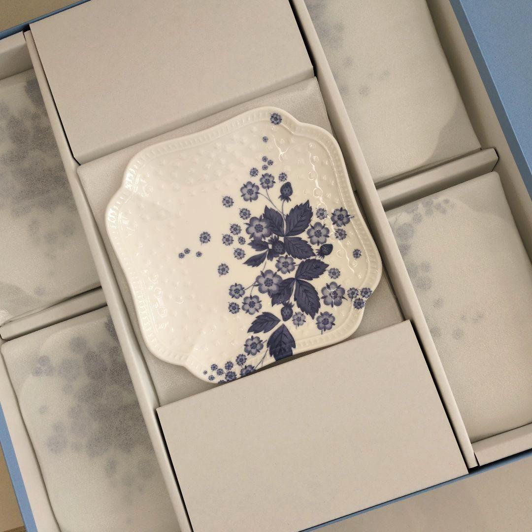 【未使用】ウェッジウッド　ストロベリーブルーム インディゴ スモールプレート5枚