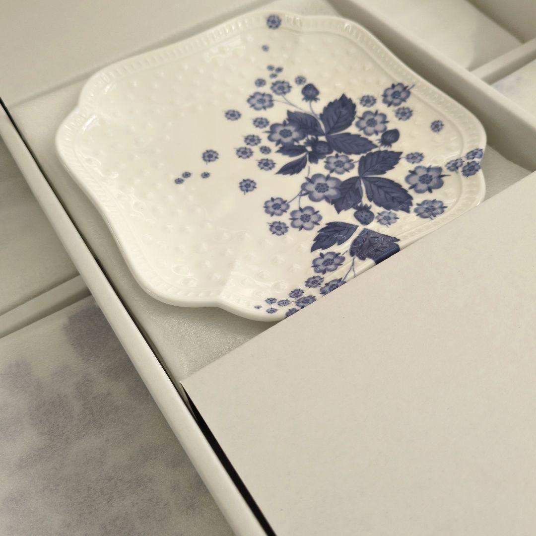 【未使用】ウェッジウッド　ストロベリーブルーム インディゴ スモールプレート5枚