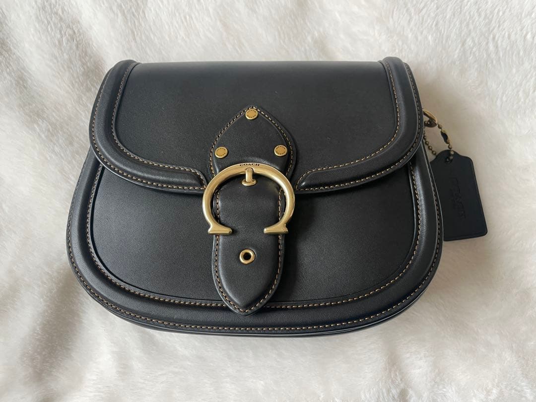 【美品】コーチ ビート 2way ショルダーバッグ サドルバッグ レザー 黒