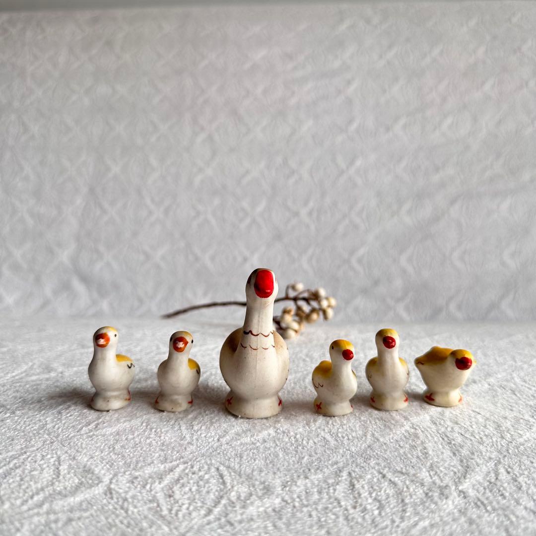 美品　ヴィンテージ　アンティーク　アヒルの親子　鳥　ひよこ