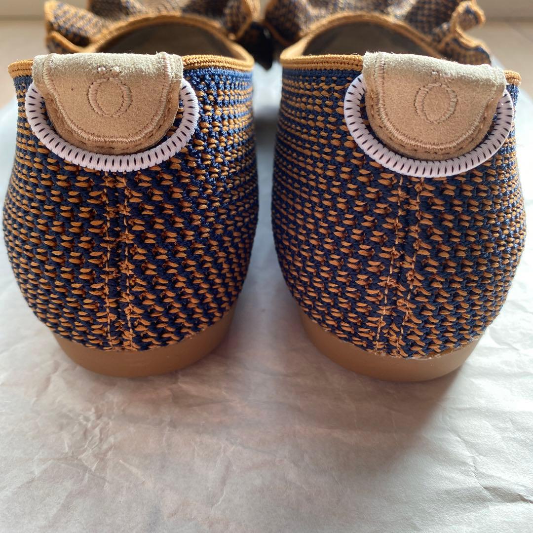 オッフェン　öffen　フラット　フリル　キャメル&ネイビー　23.5cm