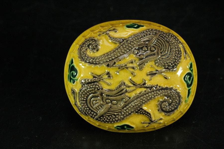 久世久宝作 交趾龍香合 共箱(K-BB523)