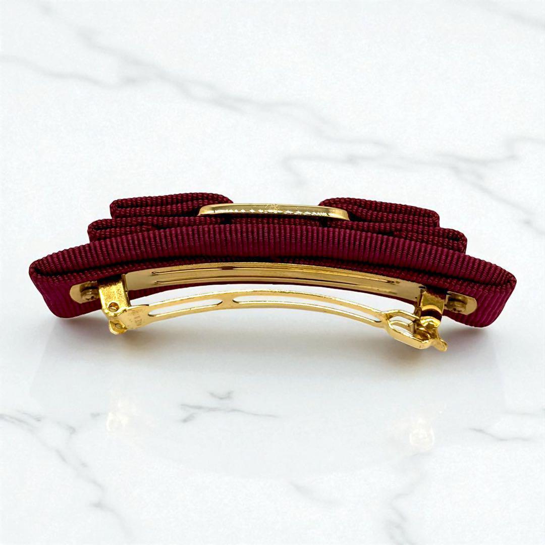 【美品】サルヴァトーレフェラガモ ヴァラリボン バレッタ　レッド　フェラガモ