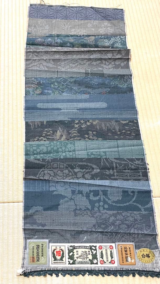 mitiyo.hide 結城紬 横段 絵絣 100亀甲 証紙