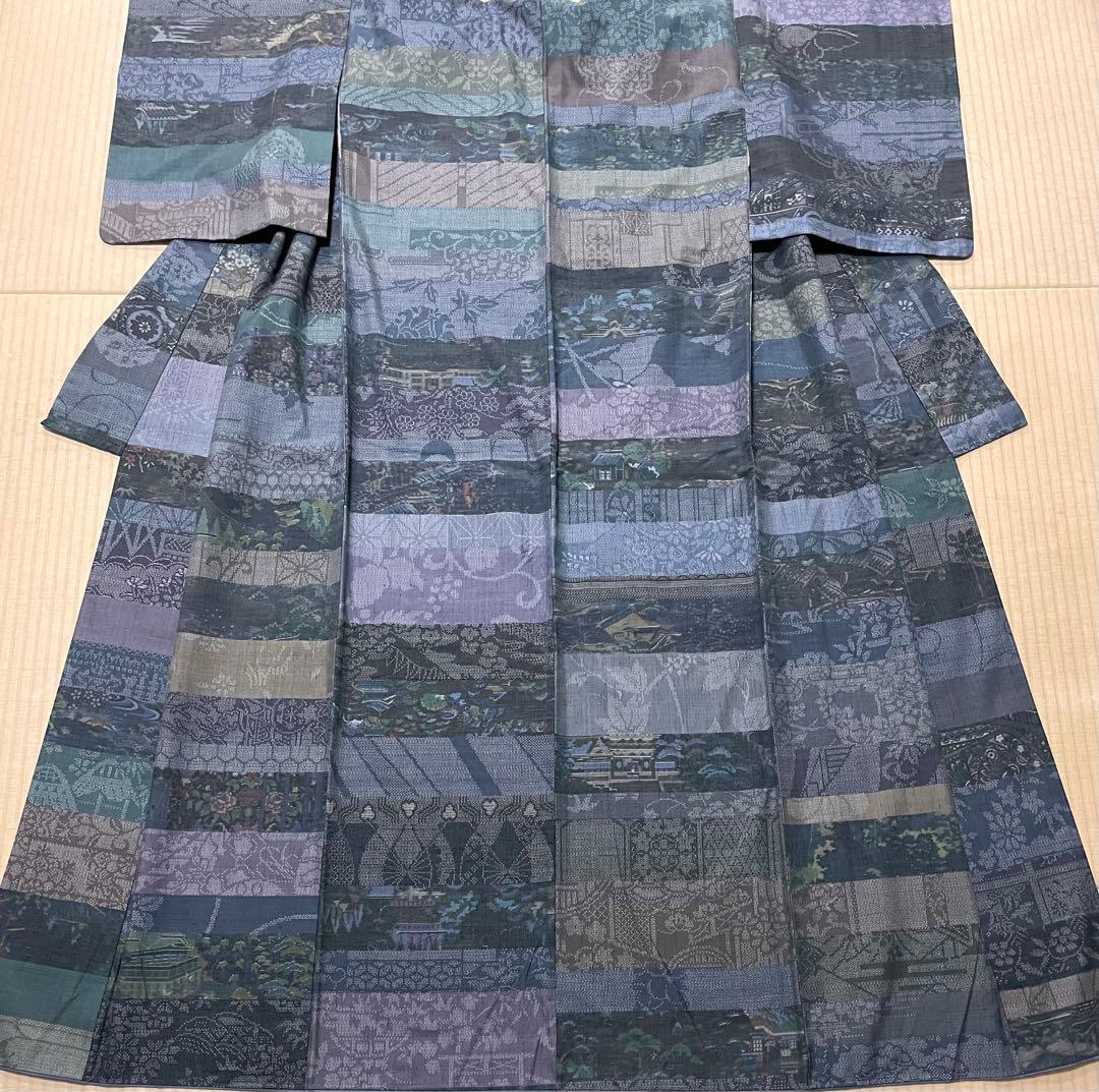 mitiyo.hide 結城紬 横段 絵絣 100亀甲 証紙