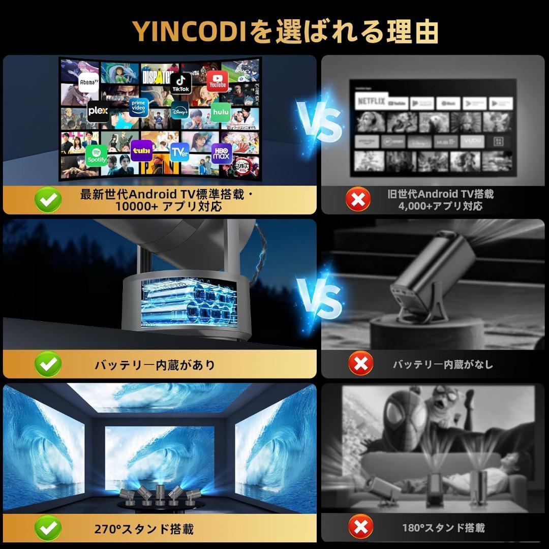 プロジェクター 家庭用 バッテリー内蔵・Android TV搭載 小型 新品