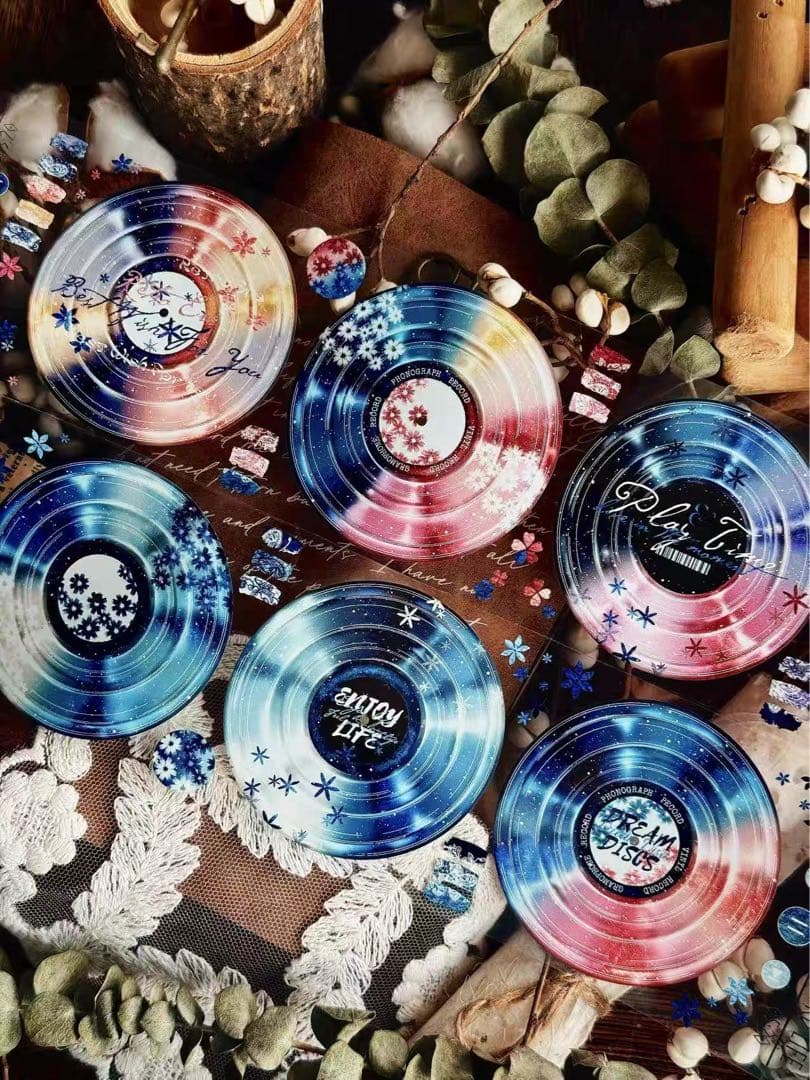 霖蓝汐原创手账《幻梦唱片》海外マスキングテープ　マステ 【2652】