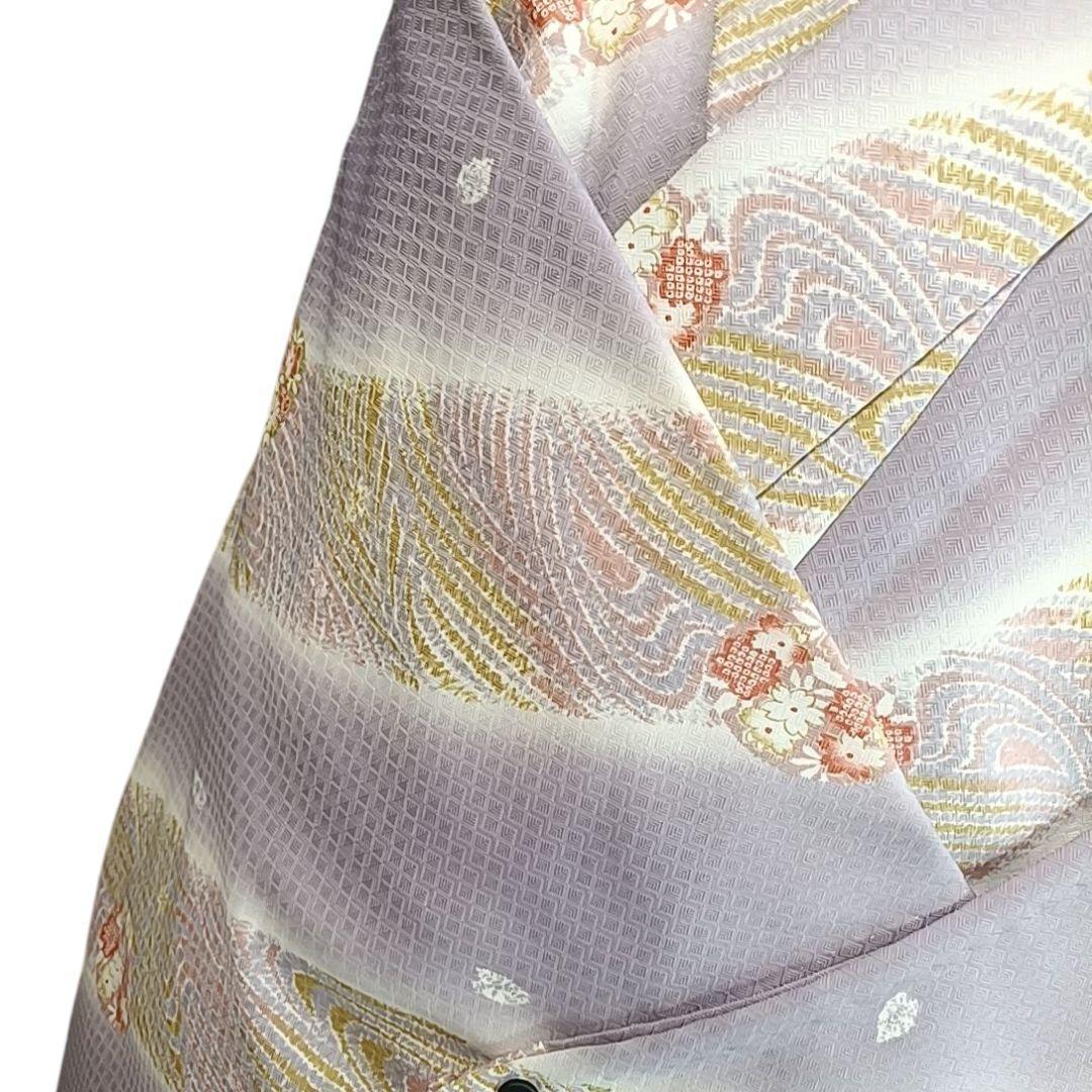 ち*ぃ様 610 華 単衣 着物 小紋 地紋 花 しぼり調 丸に花 紫 白