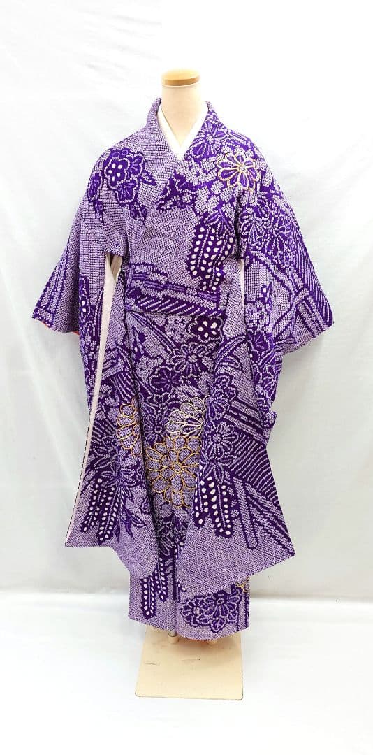 FN12074b 着物 振袖 正絹 絞り 161〜171cm