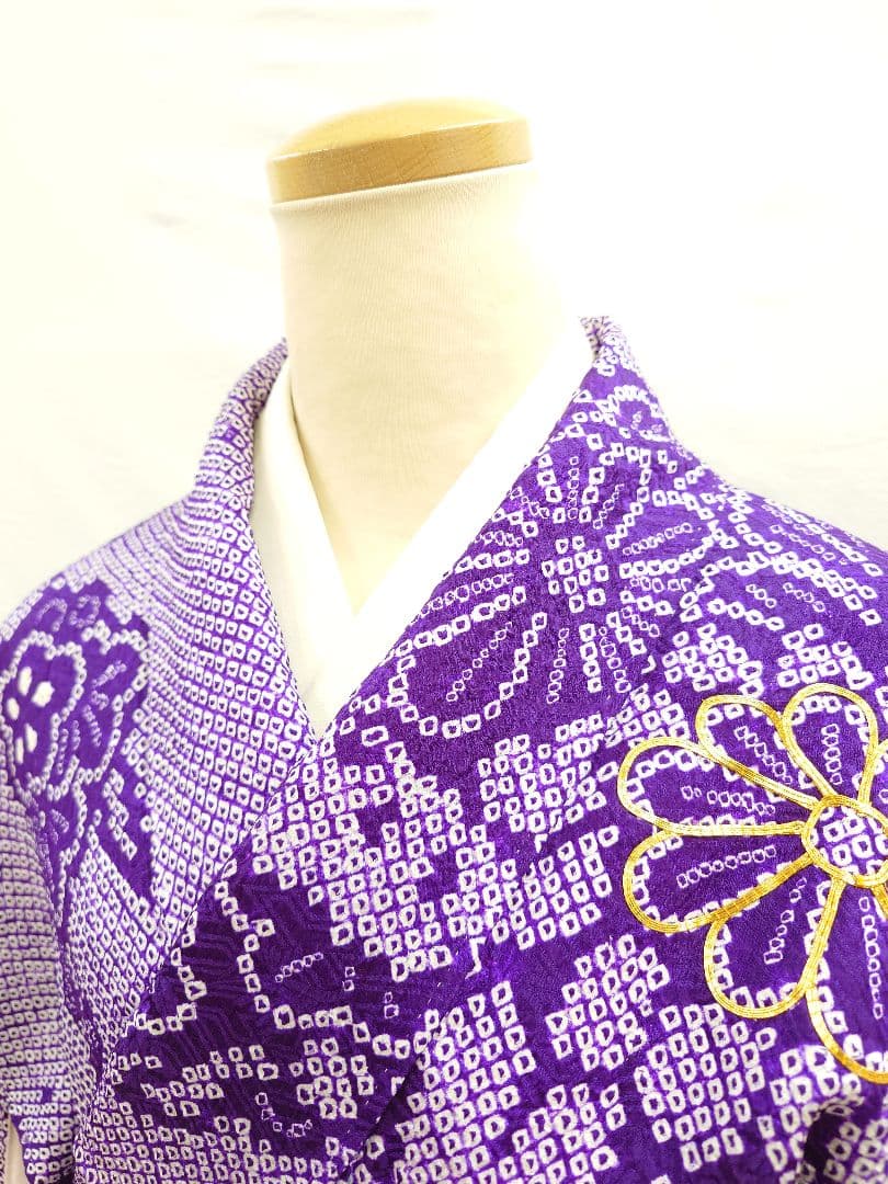 FN12074b 着物 振袖 正絹 絞り 161〜171cm