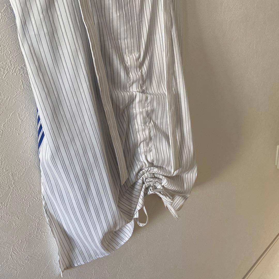 アンスリード　ヘムギャザーシャツキャミソール ホワイト×ブルー サイズ：F