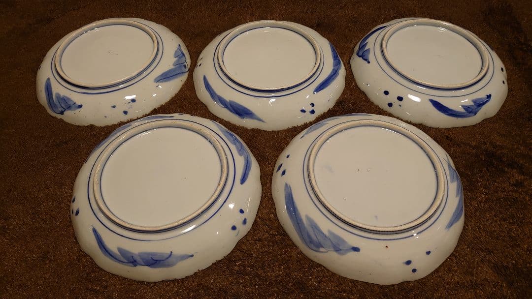 古伊万里　伊万里　中皿　色絵　金襴手　蔵出し　山水　５客