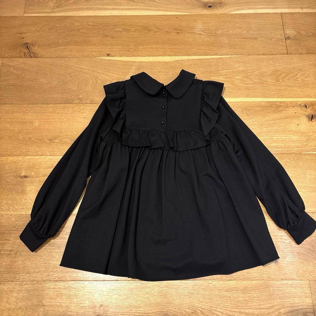 美品 yori 襟付きフリルブラウス 長袖 ボリュームスリーブ
