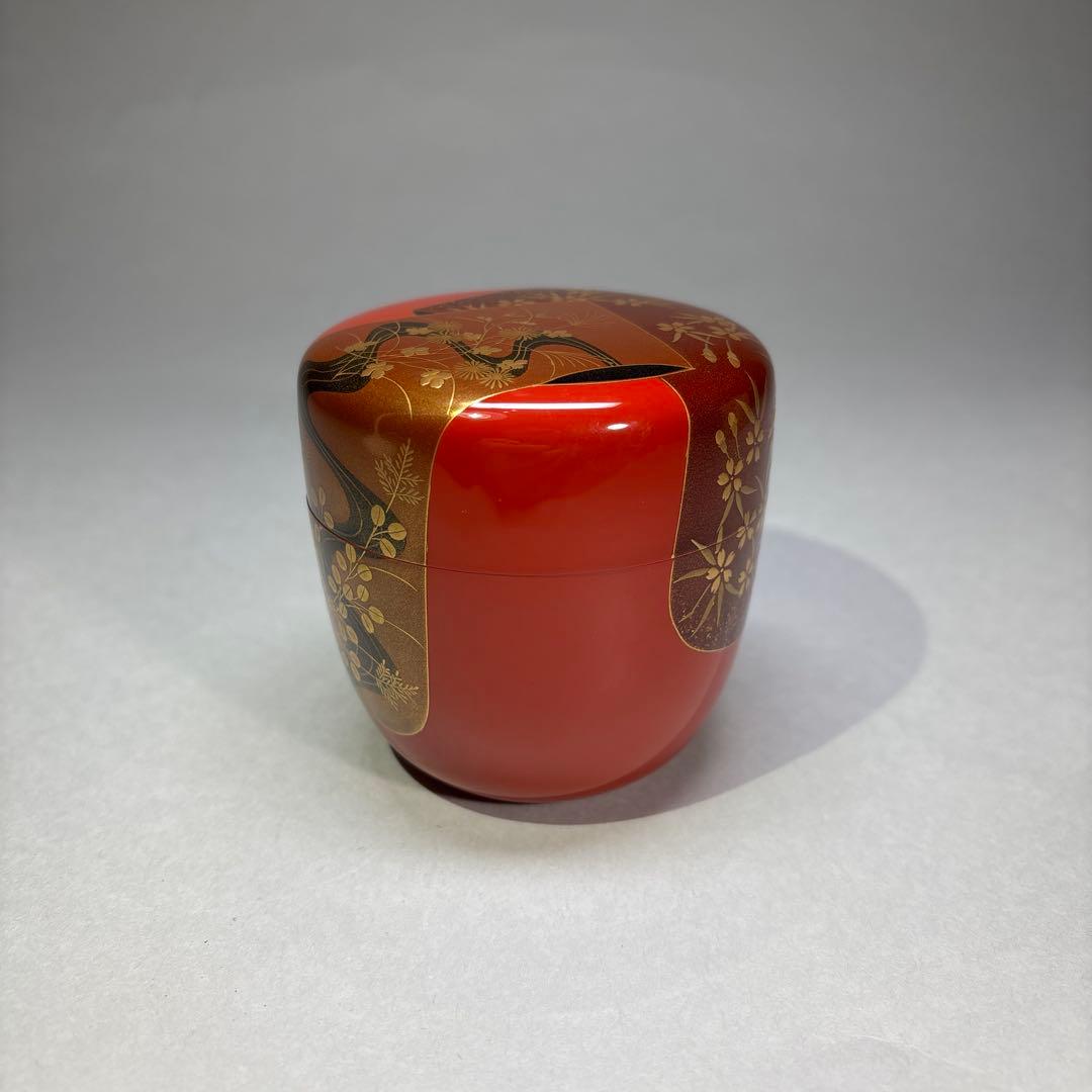 杉谷斉光　誰が袖蒔絵　朱大棗 (桐箱入)