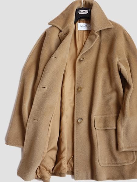 MaxMara■マックスマーラカシミアウールショートコート■白タグ■40キャメル