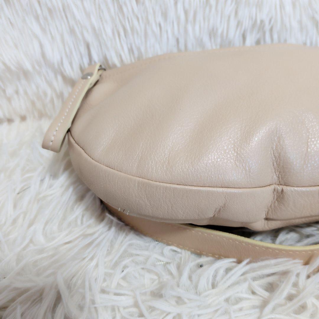 【美品】【希少】　ロンシャン　ワンショルダーバッグ　レザー　バイカラー　ベージュ