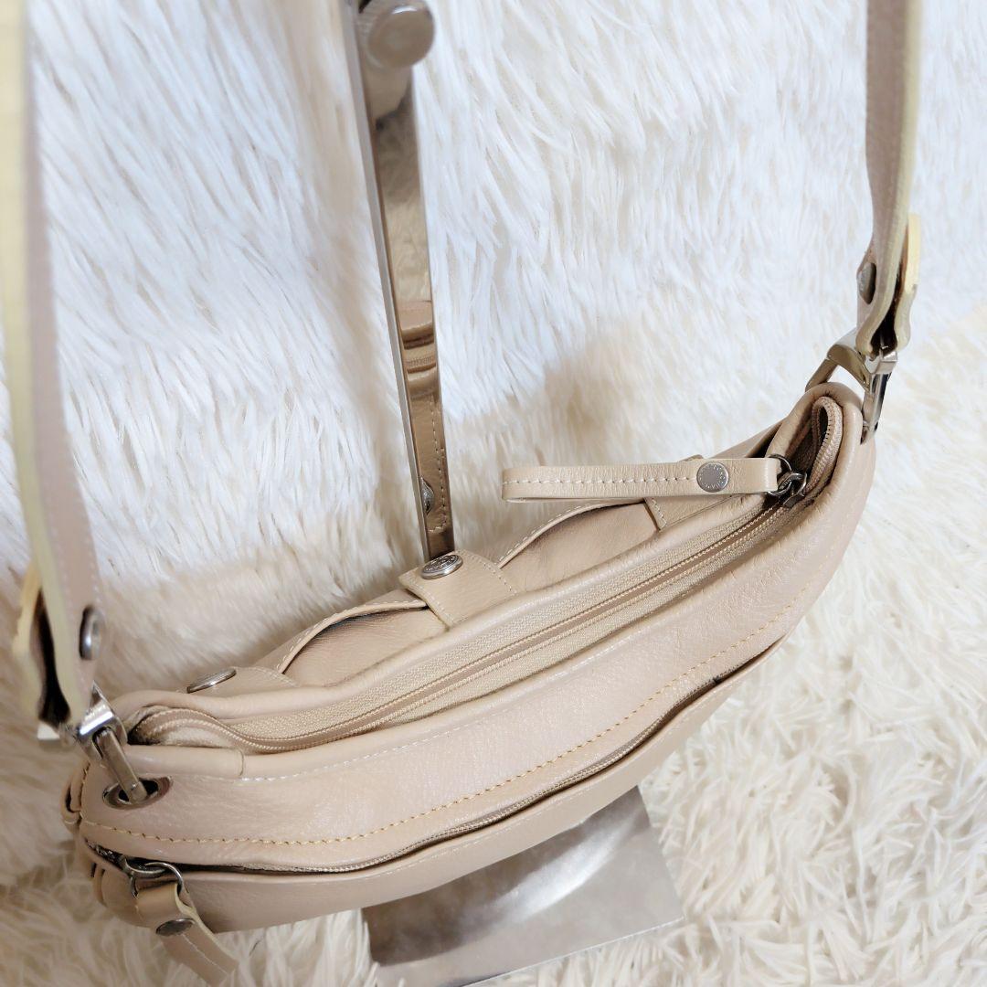 【美品】【希少】　ロンシャン　ワンショルダーバッグ　レザー　バイカラー　ベージュ