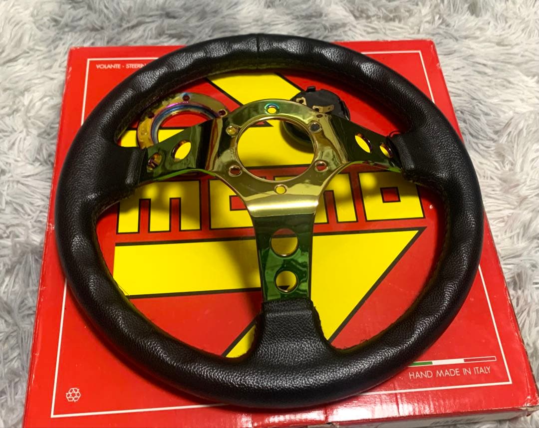 希少　ネオクロームスポーク　レザーステアリング　350mm 即納◎