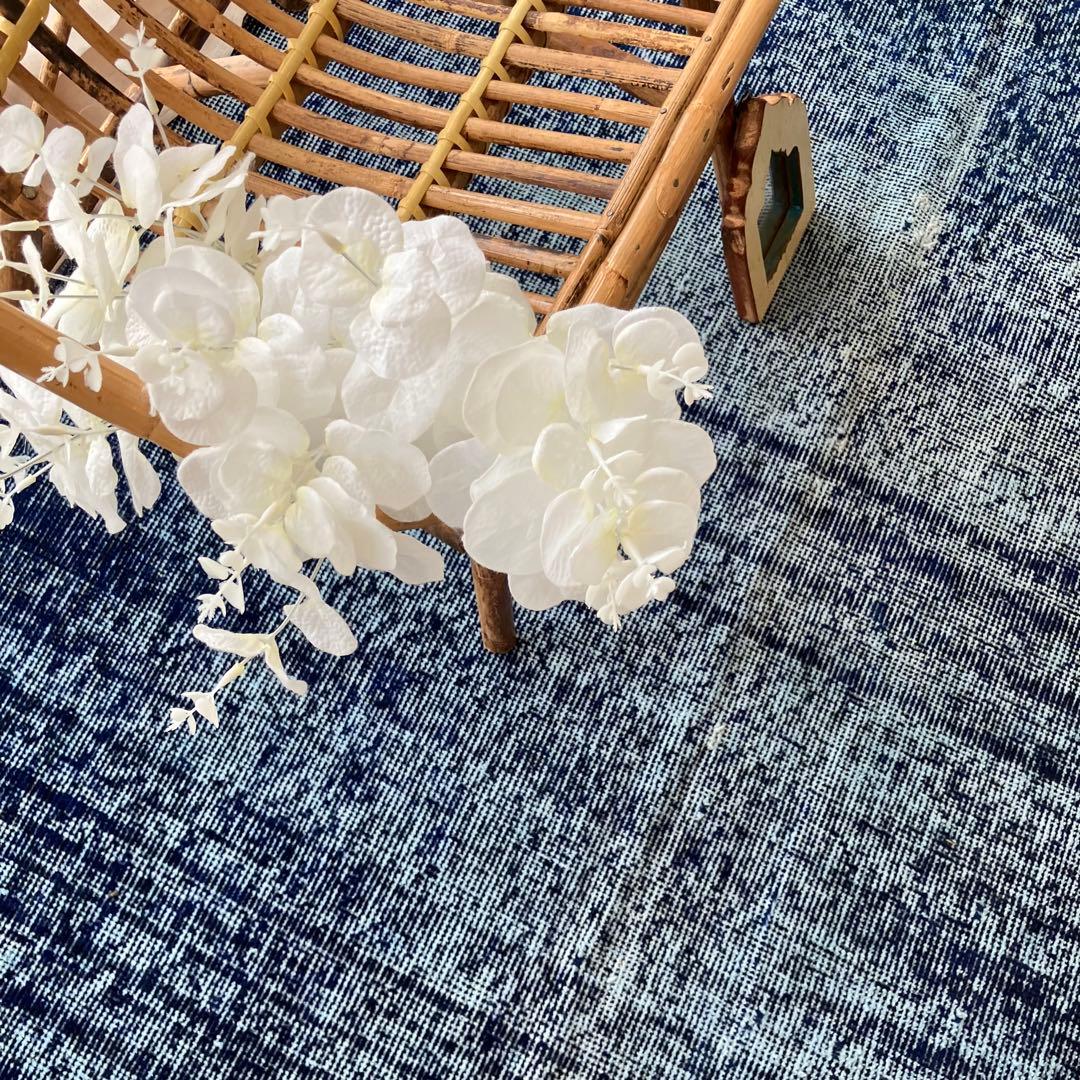 オーバーダイ109×205 デニム　グラデーションブルー　トルコヴィンテージラグ