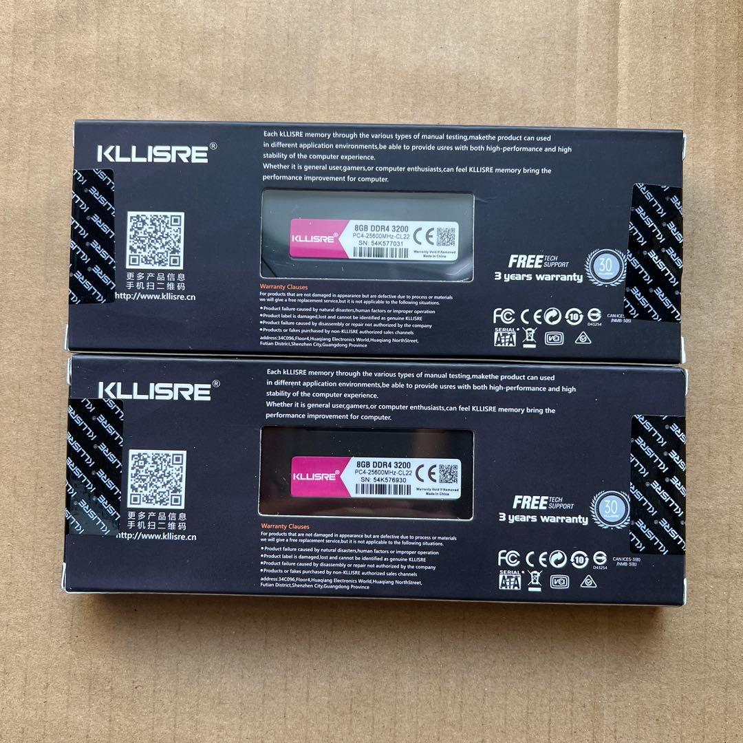 KLLISRE 8GB DDR4 3200 メモリー 2枚セット