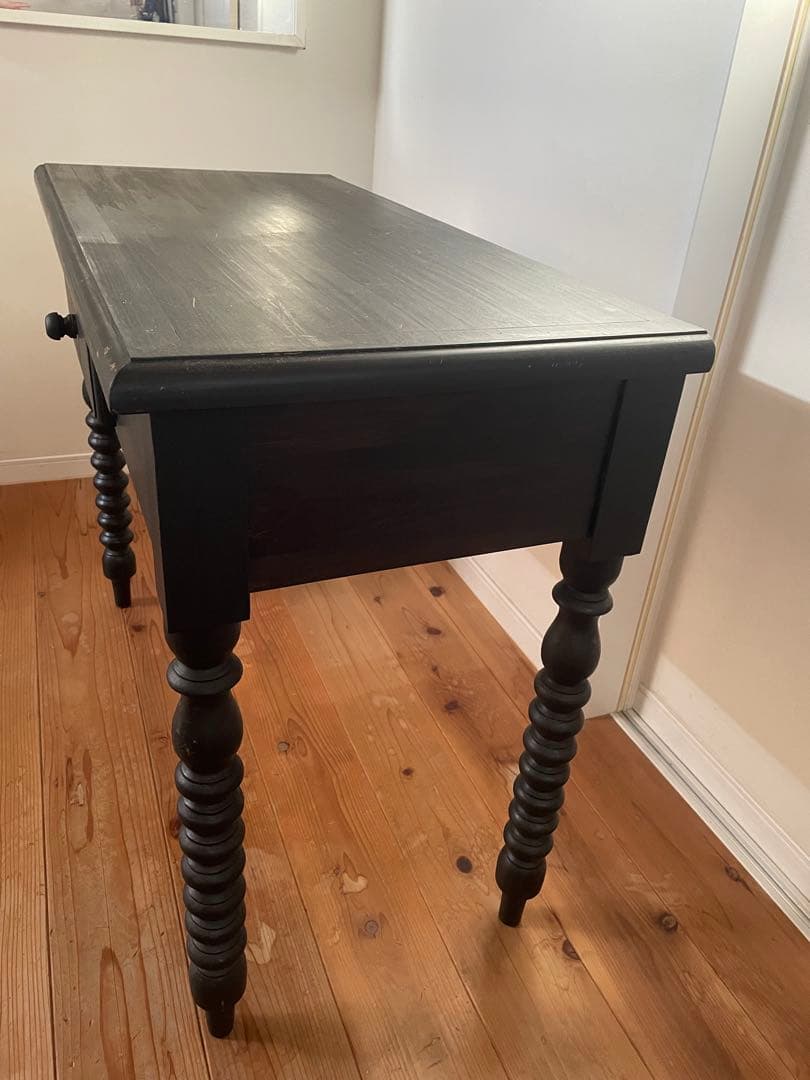 再値下げアンティーク　ボビンレッグデスク　テーブル　マットブラック
