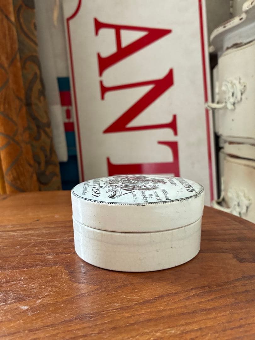 イギリス　アンティーク　アンチョビペースト　陶器　ジャー　ポット　美品