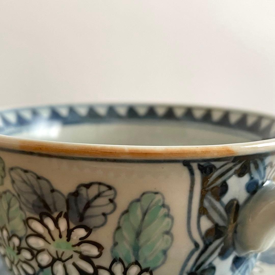 六代 佐藤走波 造 染錦 碗皿 花文 カップ＆ソーサー 有田焼