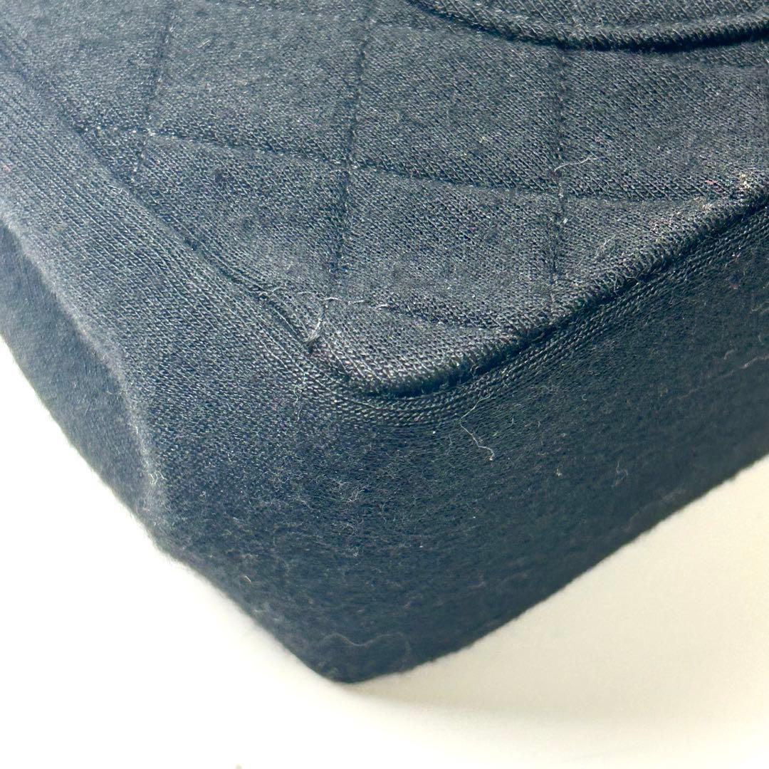 シャネル　マトラッセ コットン　ダブルフラップ　Wチェーン　ショルダーバッグ