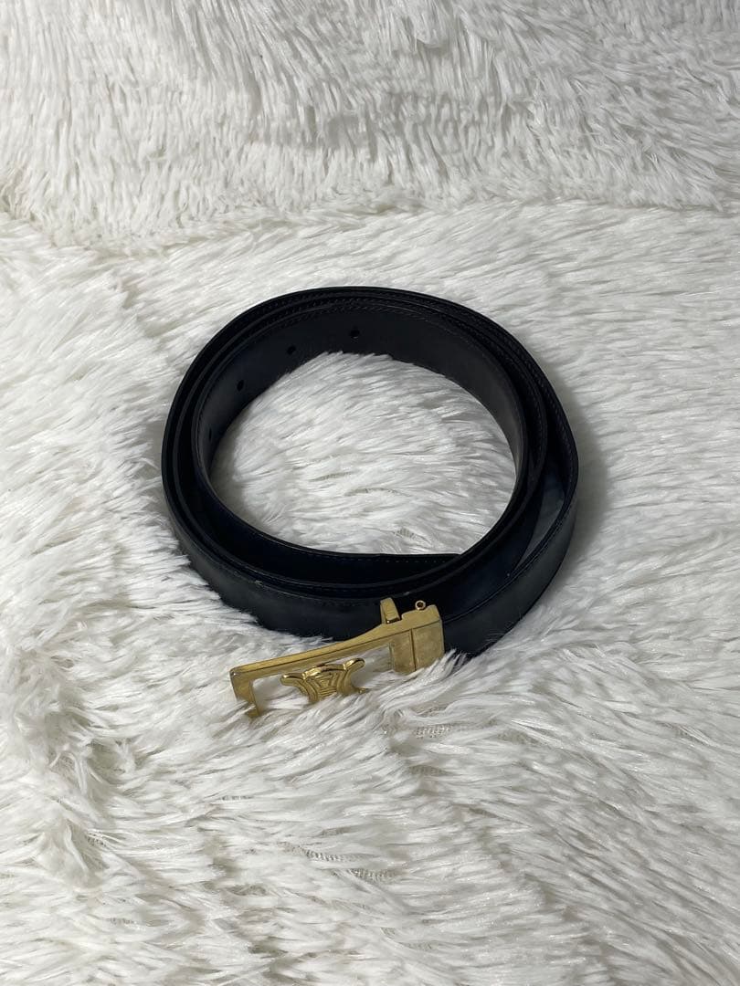 CELINE セリーヌ トリオンフ 本革　レザーベルト ブラック　イタリア製