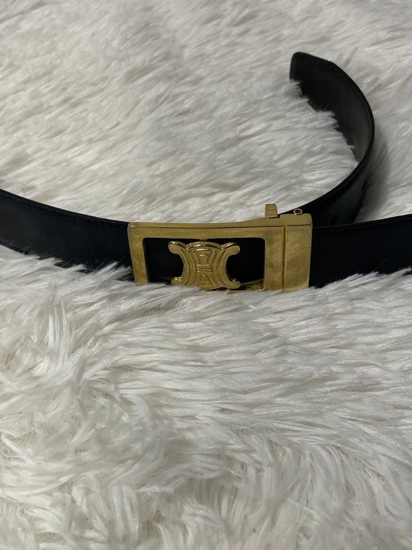 CELINE セリーヌ トリオンフ 本革　レザーベルト ブラック　イタリア製