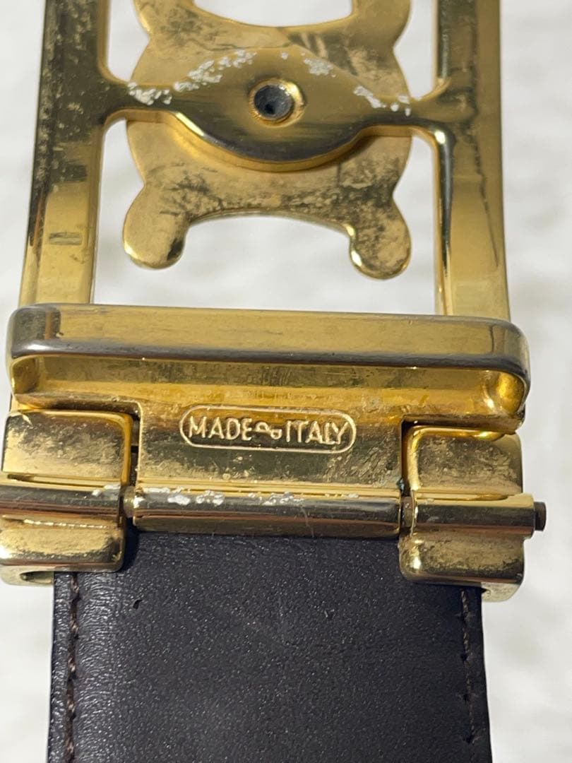 CELINE セリーヌ トリオンフ 本革　レザーベルト ブラック　イタリア製