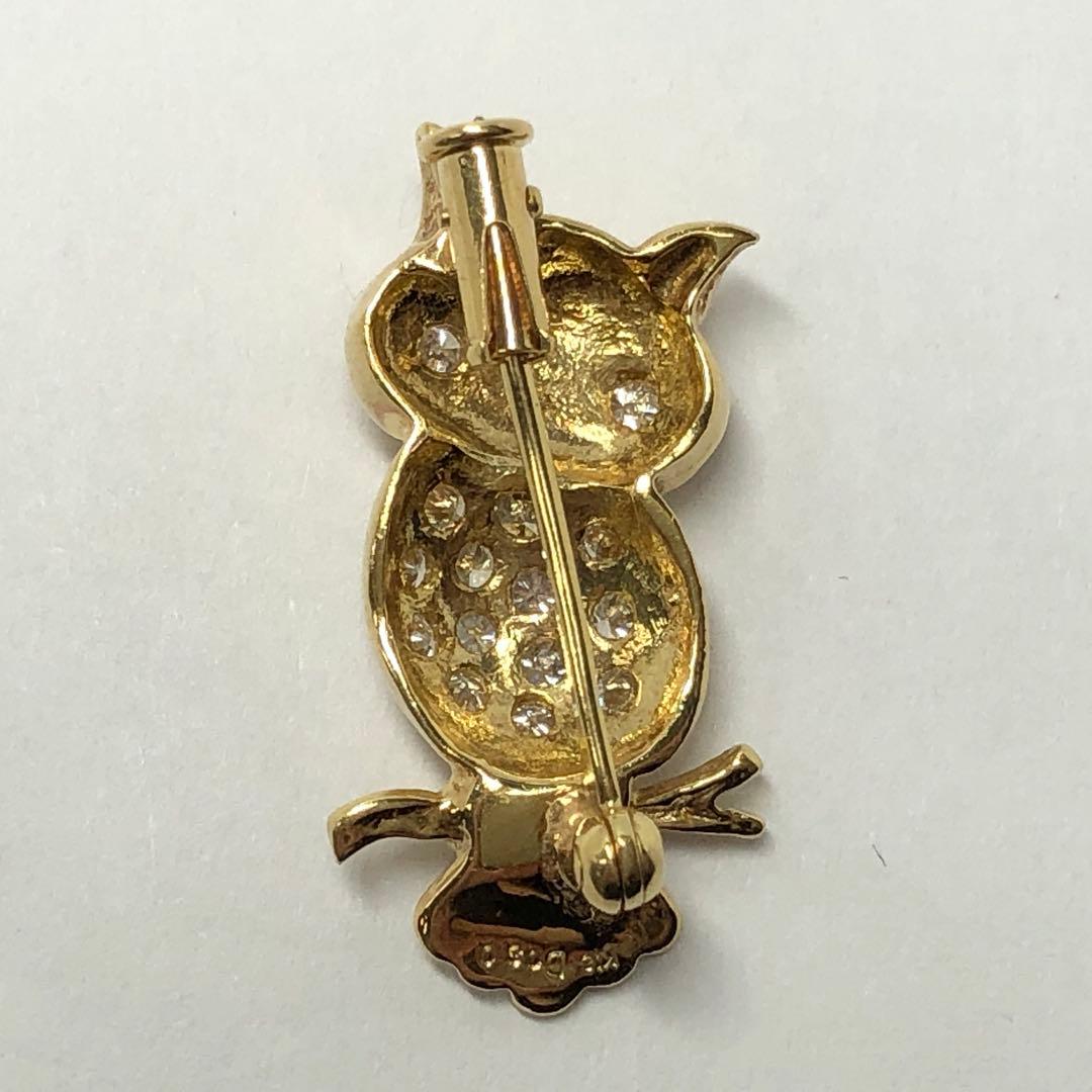 【特別限定品】Ｎ2106Ｍ　K18 ダイヤモンド ブローチ フクロウ