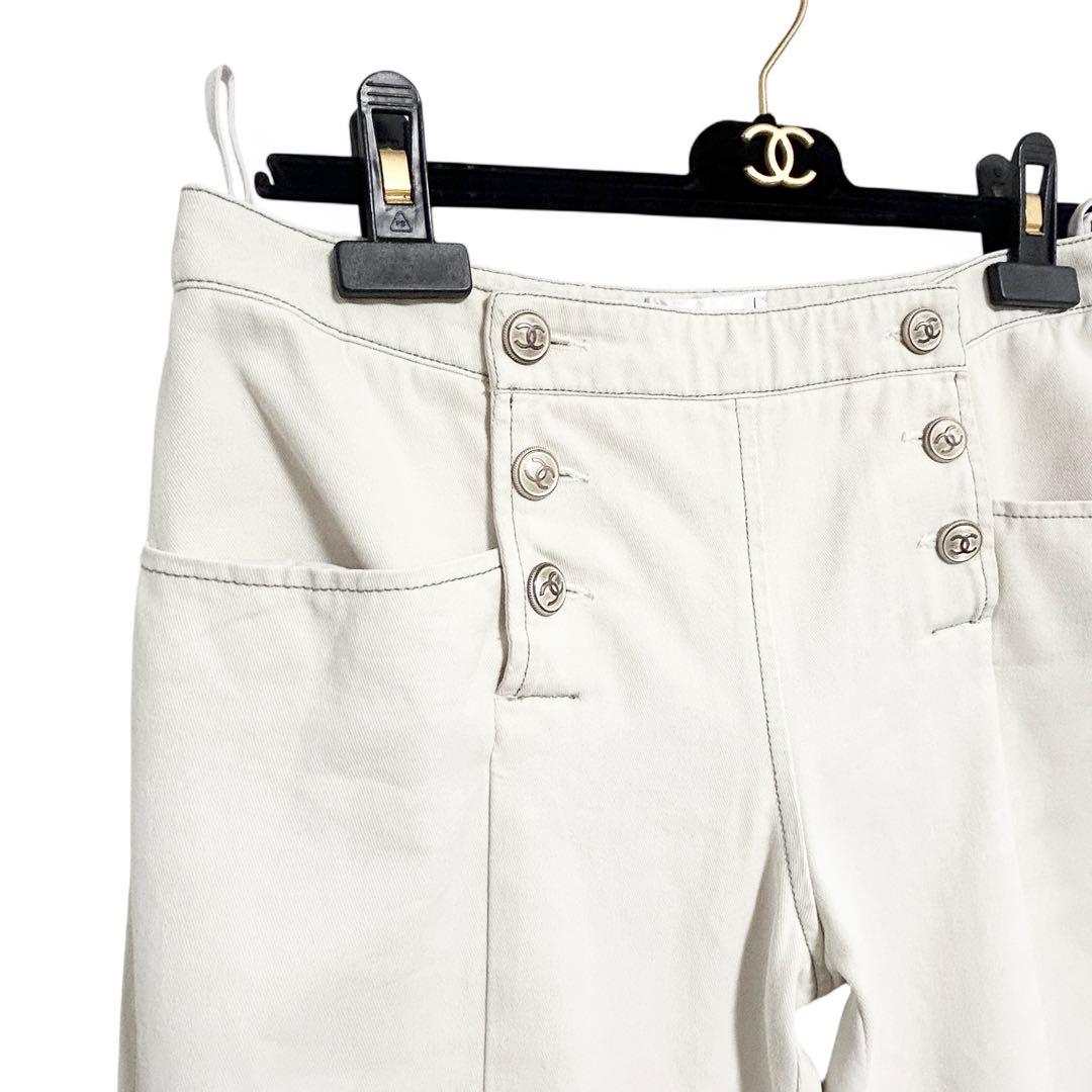 【希少❤︎美品】CHANEL ココボタン　パンツ　セットアップ　白 38